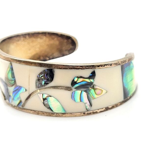 Alpaca Mother of Pearl Abalone Enamel Sterling Silver 6.5in - Picture 2 of 7